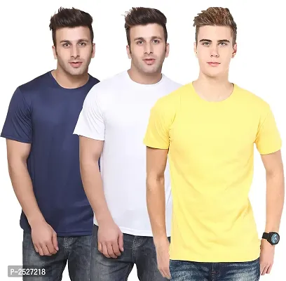 Men Multicolored Polyester Blend Round Neck Dry-Fit T-Shirt (Pack Of 3)-thumb0