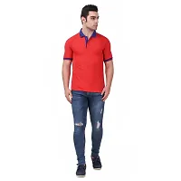 Reliable Red Polyester Blend Solid Round Neck Tees For Men-thumb1