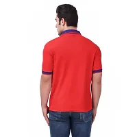 Reliable Red Polyester Blend Solid Round Neck Tees For Men-thumb3