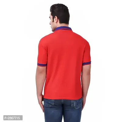 Reliable Red Polyester Blend Solid Round Neck Tees For Men-thumb4