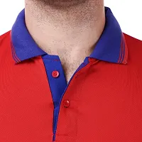 Reliable Red Polyester Blend Solid Round Neck Tees For Men-thumb4