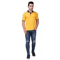 Reliable Yellow Polyester Blend Solid Round Neck Tees For Men-thumb1