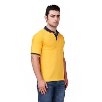 Reliable Yellow Polyester Blend Solid Round Neck Tees For Men-thumb2