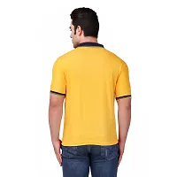 Reliable Yellow Polyester Blend Solid Round Neck Tees For Men-thumb3