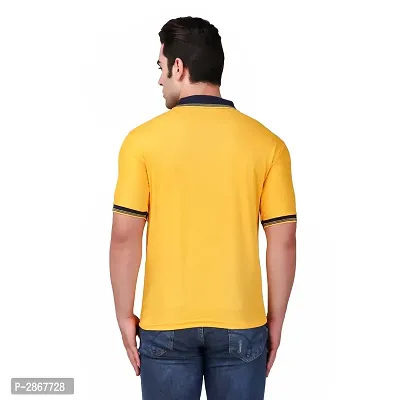 Reliable Yellow Polyester Blend Solid Round Neck Tees For Men-thumb4