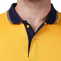 Reliable Yellow Polyester Blend Solid Round Neck Tees For Men-thumb4