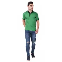 Reliable Green Polyester Blend Solid Round Neck Tees For Men-thumb1