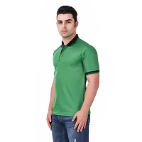 Reliable Green Polyester Blend Solid Round Neck Tees For Men-thumb2