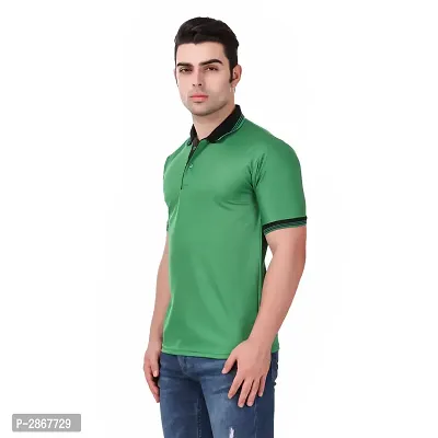 Reliable Green Polyester Blend Solid Round Neck Tees For Men-thumb3