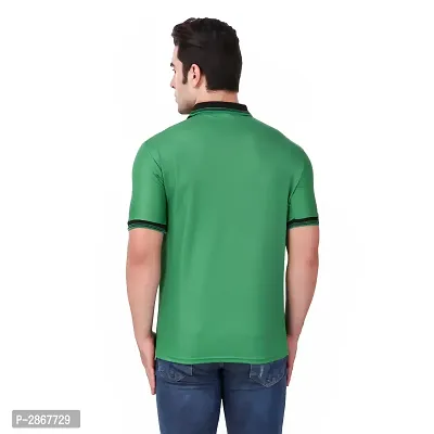 Reliable Green Polyester Blend Solid Round Neck Tees For Men-thumb4