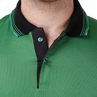 Reliable Green Polyester Blend Solid Round Neck Tees For Men-thumb4