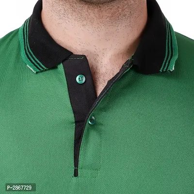 Reliable Green Polyester Blend Solid Round Neck Tees For Men-thumb5