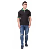 Reliable Black Polyester Blend Solid Round Neck Tees For Men-thumb1