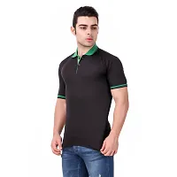 Reliable Black Polyester Blend Solid Round Neck Tees For Men-thumb2