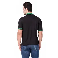 Reliable Black Polyester Blend Solid Round Neck Tees For Men-thumb3