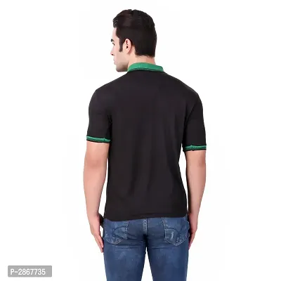 Reliable Black Polyester Blend Solid Round Neck Tees For Men-thumb4