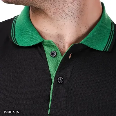 Reliable Black Polyester Blend Solid Round Neck Tees For Men-thumb5