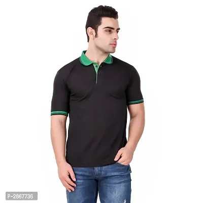 Reliable Multicoloured Polyester Blend Solid Round Neck Tees For Men-thumb4