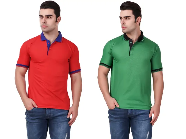 Combo Pack Of 2 Polyester Blend Polo T-Shirts