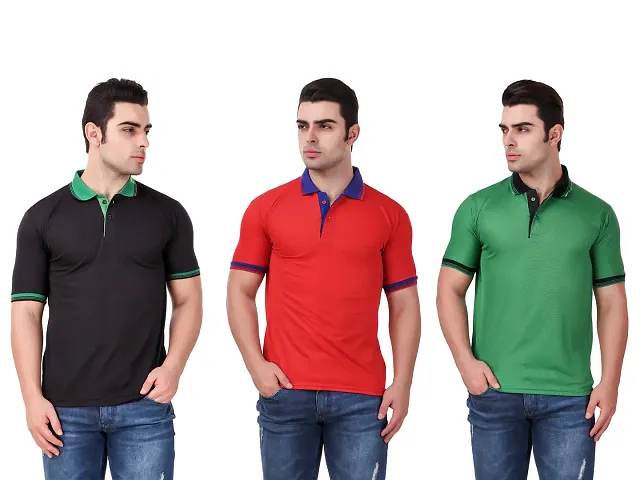 Reliable Blend Solid Polos For Men