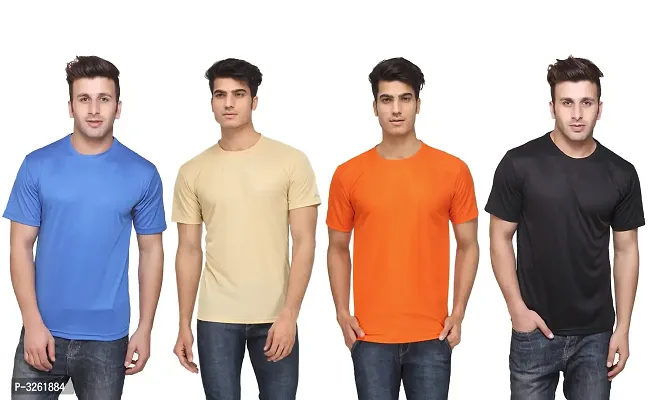 Reliable Multicoloured Polyester Solid Round Neck Tees For Men-thumb0