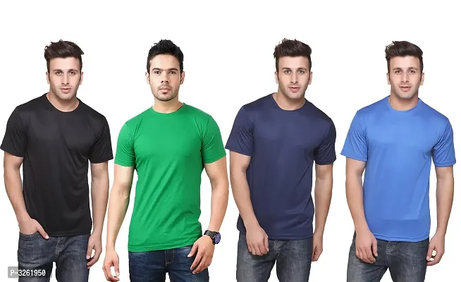 Reliable Multicoloured Polyester Solid Round Neck Tees For Men-thumb0