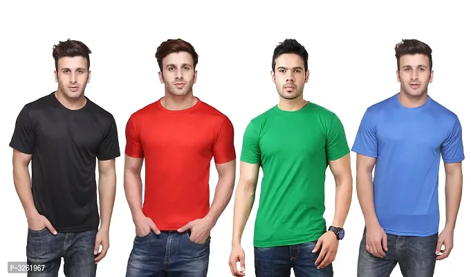 Reliable Multicoloured Polyester Solid Round Neck Tees For Men-thumb0