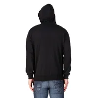Black Solid Cotton Hooded Zipper Sweatshirt  for Men's-thumb1