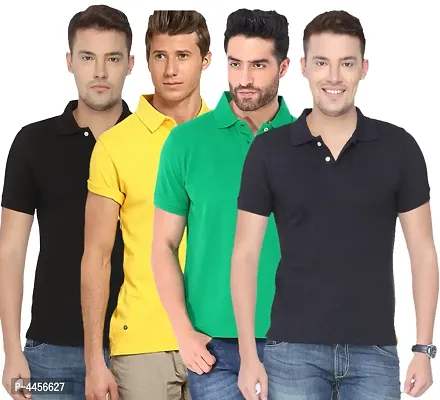 Reliable Multicoloured Polyester Blend Solid Polos For Men-thumb0