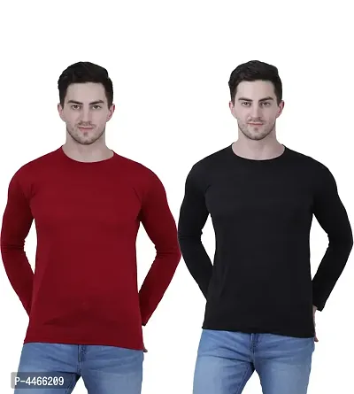 Stylish Solid Cotton Blend Round Neck T-shirt For Men ( Pack Of 2 )-thumb0