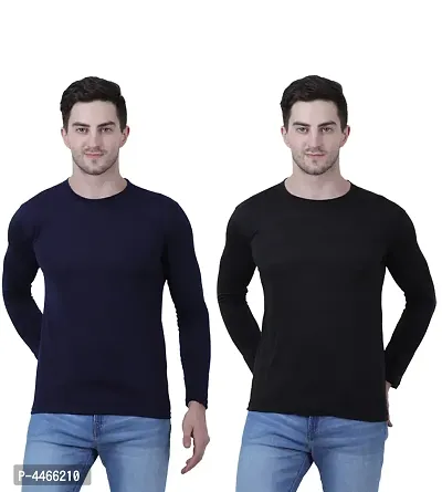Reliable Multicoloured Cotton Blend Solid Round Neck Tees For Men-thumb0