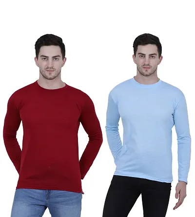 Reliable Blend Solid Round Neck Tees For Men