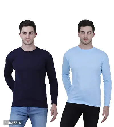 Stylish Solid Cotton Blend Round Neck T-shirt For Men ( Pack Of 2 )