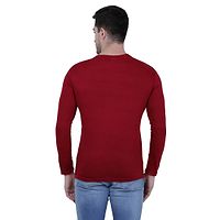 Men's Maroon Polycotton Solid Round Neck Tees-thumb2