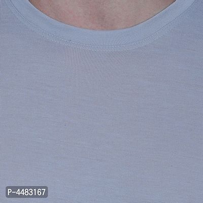 Men's Grey Polycotton Solid Round Neck Tees-thumb5