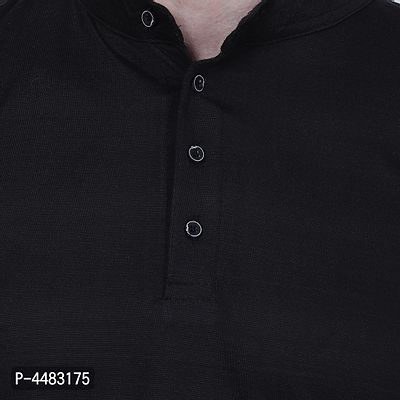 Reliable Black Polycotton Solid Henley Tees For Men-thumb4
