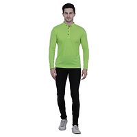 Reliable Green Polycotton Solid Henley Tees For Men-thumb4