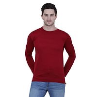 Reliable Multicoloured Cotton Blend Solid Round Neck Tees For Men-thumb3