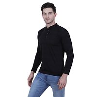 Men's Multicoloured Cotton Blend Solid Henley Tees (Pack of 2)-thumb2