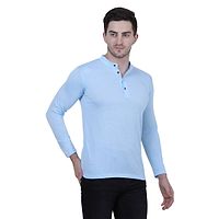 Reliable Multicoloured Cotton Blend Solid Henley Tees For Men-thumb2