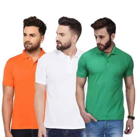 Multicolored Cotton Blend Polos Tees Combo