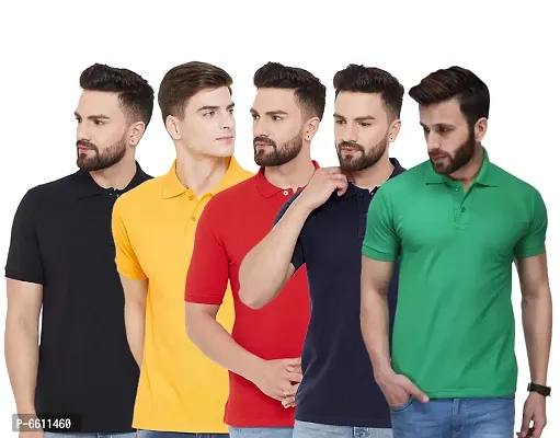 POLO NECK TSHIRTS IN  COTTON POLY FABRIC (PACK OF 5)