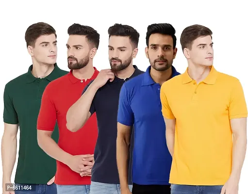 POLO NECK TSHIRTS IN  COTTON POLY FABRIC (PACK OF 5)