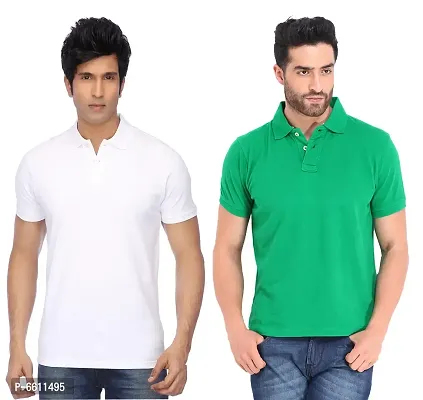 Reliable Multicoloured Cotton Blend Solid Polos For Men-thumb0