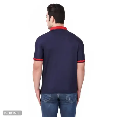 Reliable Navy Blue Polyester Solid Polos For Men-thumb3