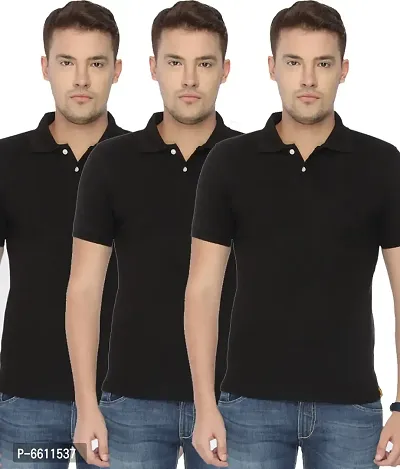 polyster /cotton blend polo collar  mens tshirt  (Pack of 3)