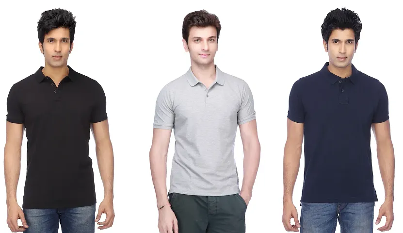 Cotton Blend Solid Polos Combo