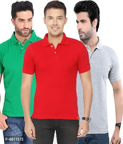 polyster /cotton blend polo collar  mens tshirt  (Pack of 3)