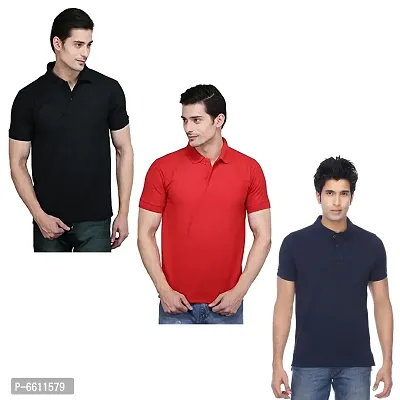 Reliable Multicoloured Cotton Blend Solid Polos For Men