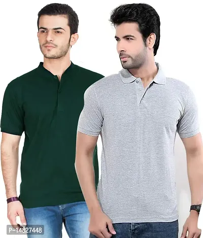 Reliable Multicoloured Polyester Blend Solid Polos For Men